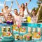 350 Pcs Beach Plates and Napkins Set Beach Party Supplies for 50 Guest (red, yellow, green, blue)